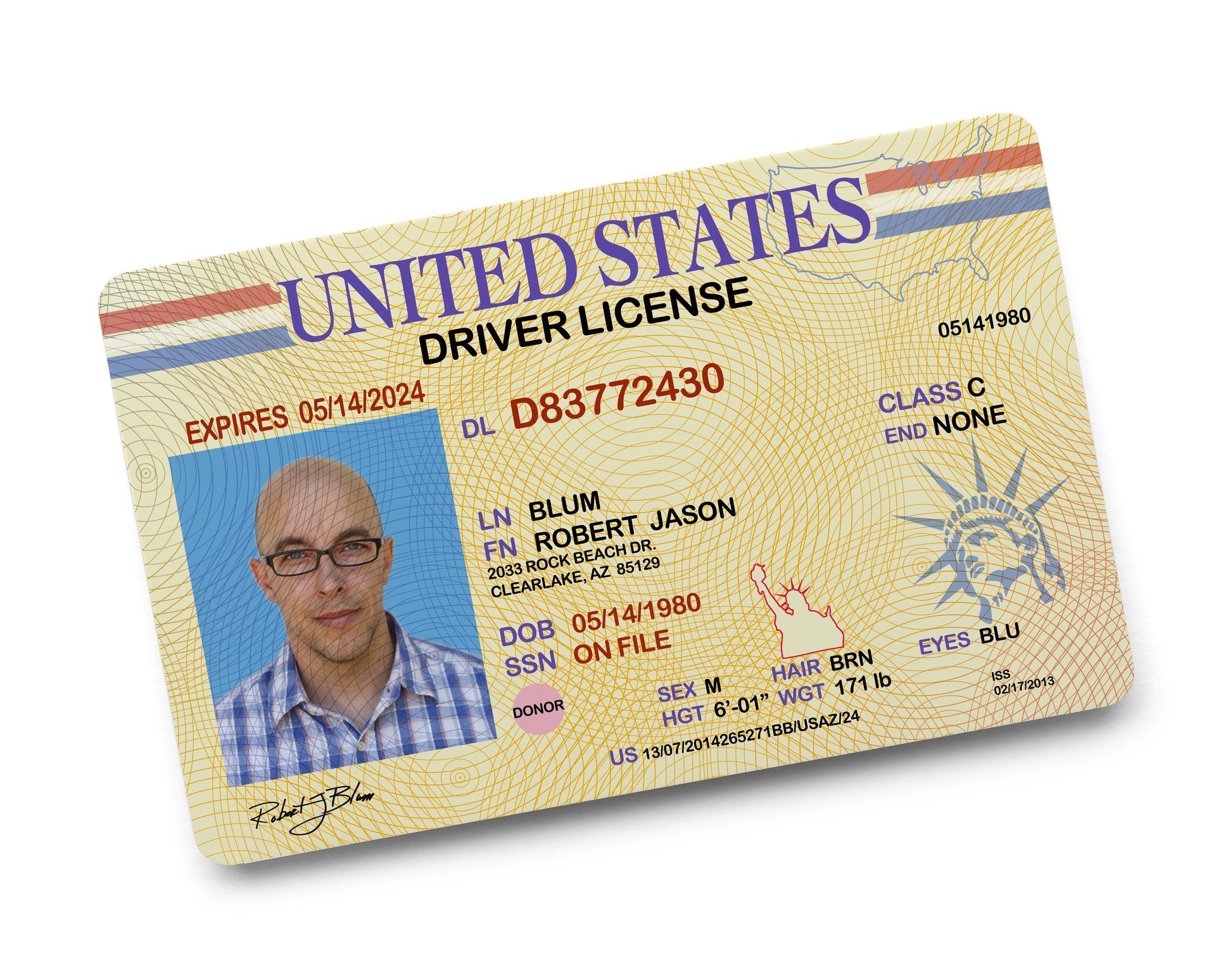 A sample driver's license to illustrate California fake ID laws